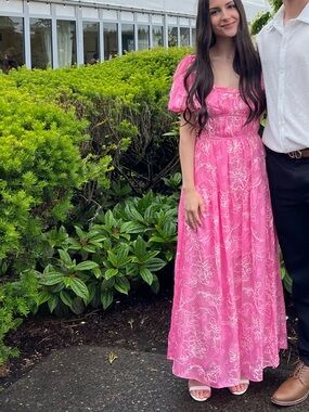 Showpo Pink Dress - Puff Sleeve